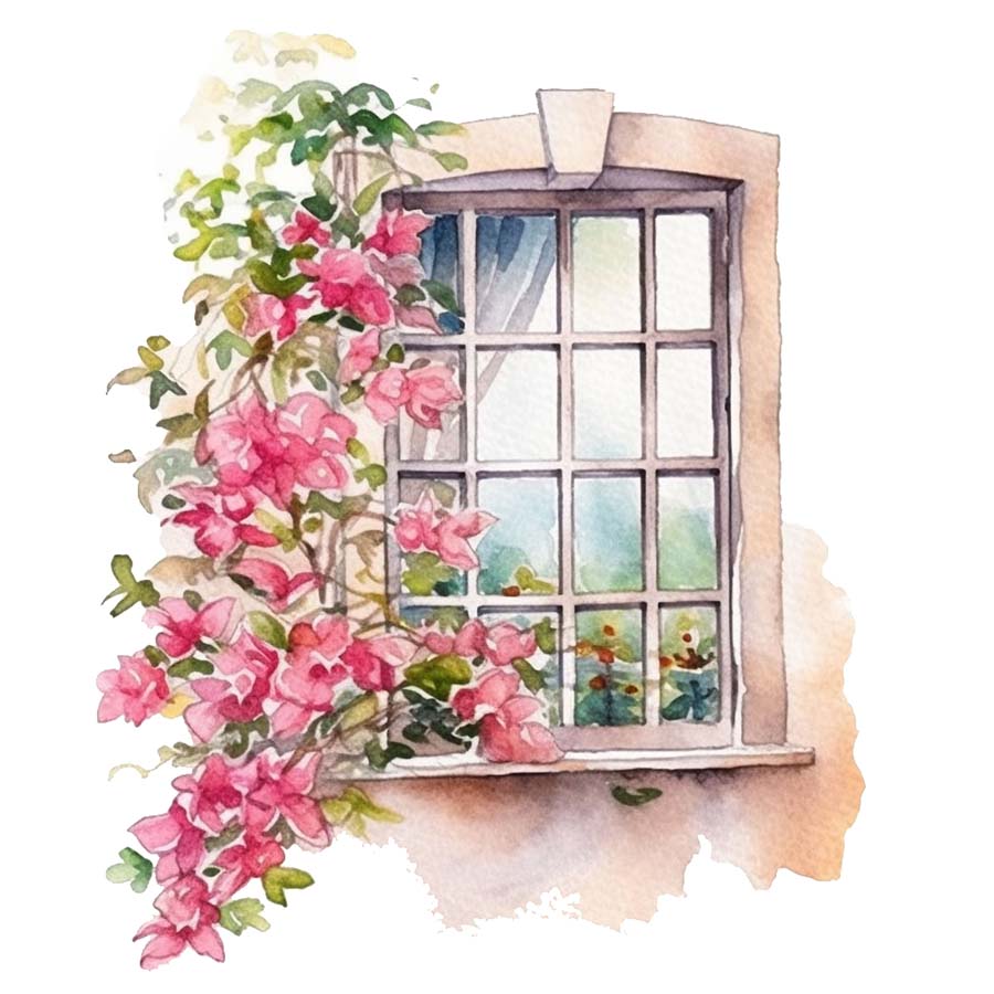 Window to Spring: A Glimpse of Blossoms