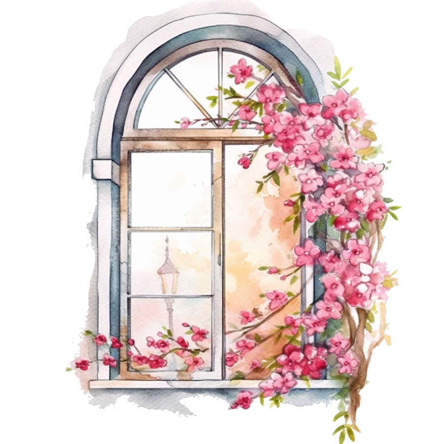 Window to Spring: A Glimpse of Blossoms