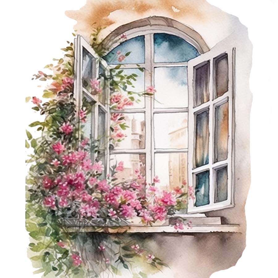 Window to Spring: A Glimpse of Blossoms