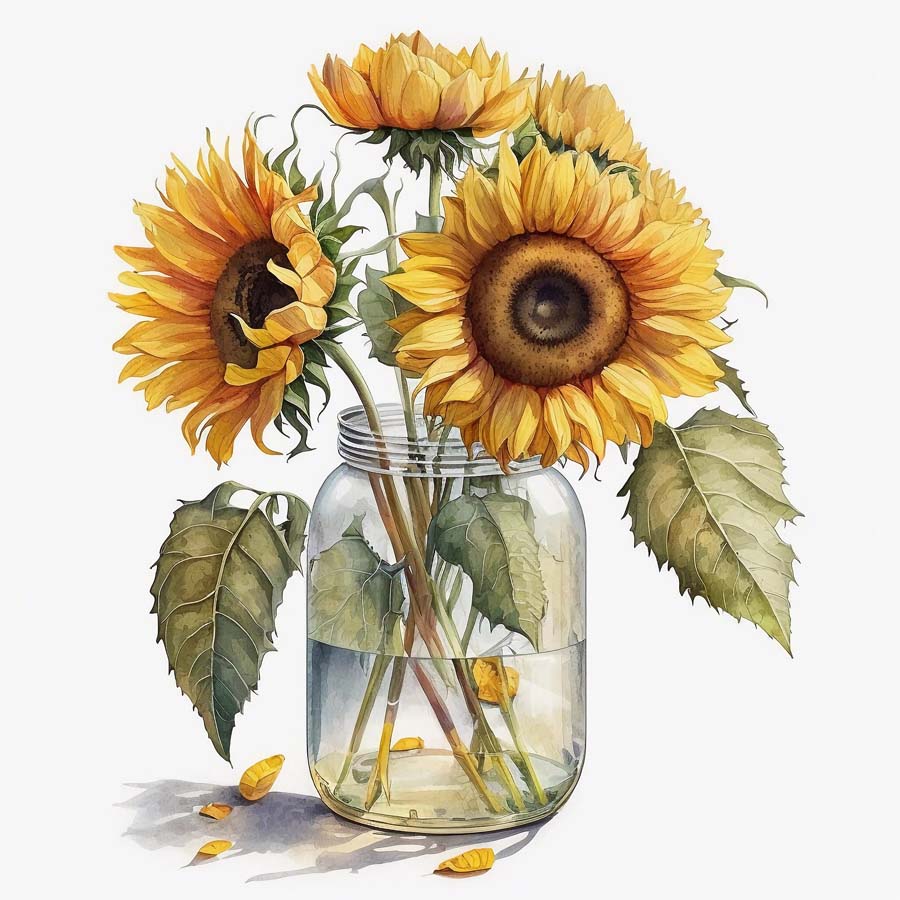 Sunny Embrace: Sunflowers in a Mason Jar