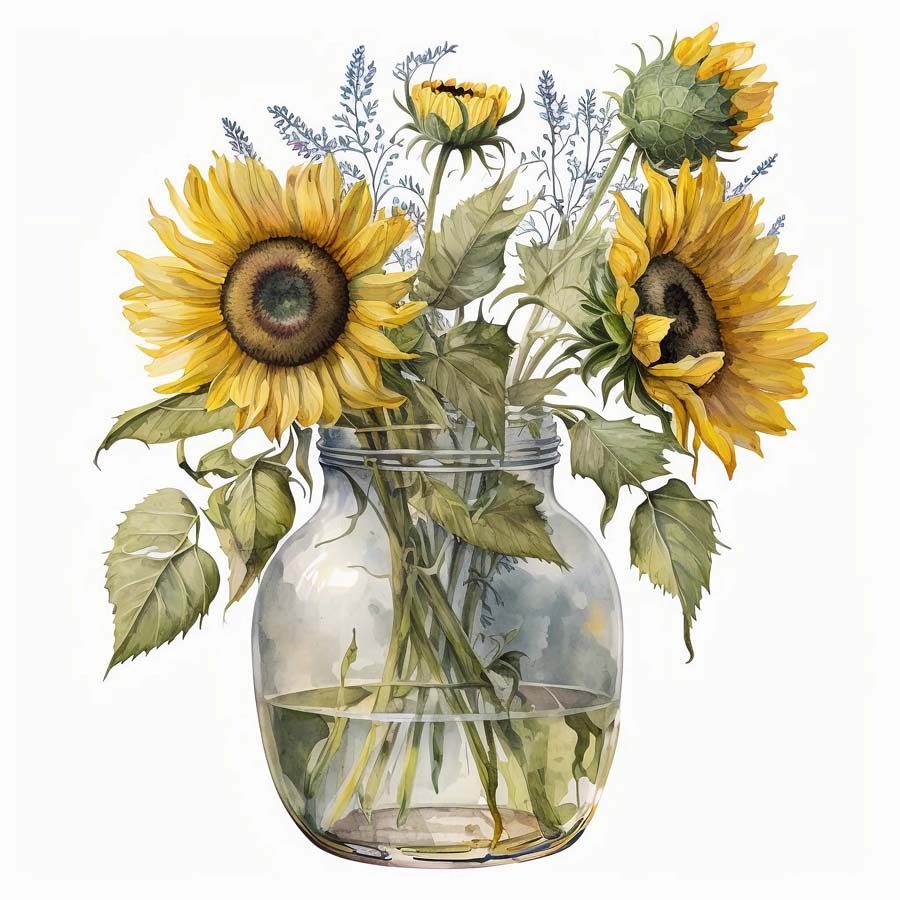 Sunny Embrace: Sunflowers in a Mason Jar