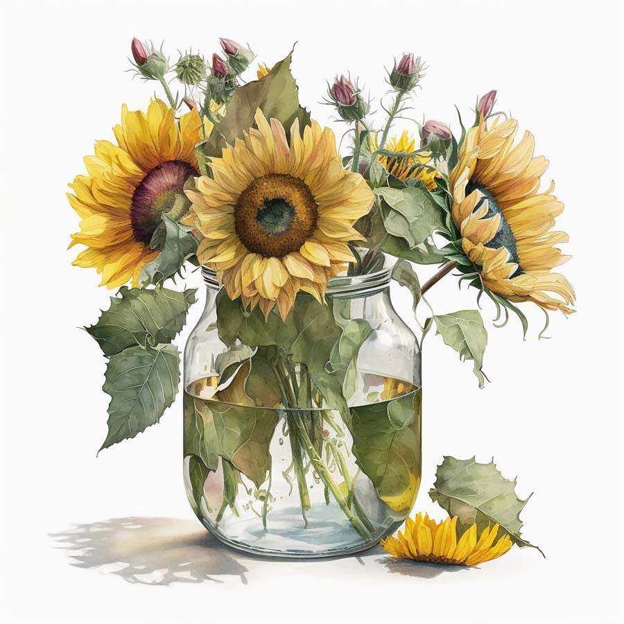 Sunny Embrace: Sunflowers in a Mason Jar