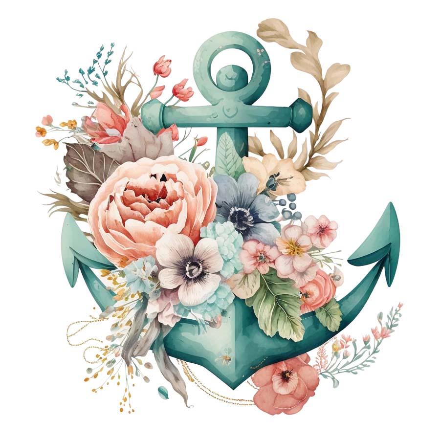 Nautical Blooms: Anchor and Floral Fusion
