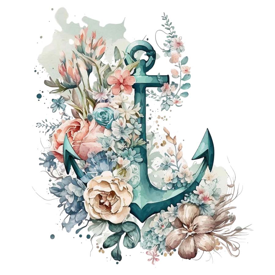Nautical Blooms: Anchor and Floral Fusion
