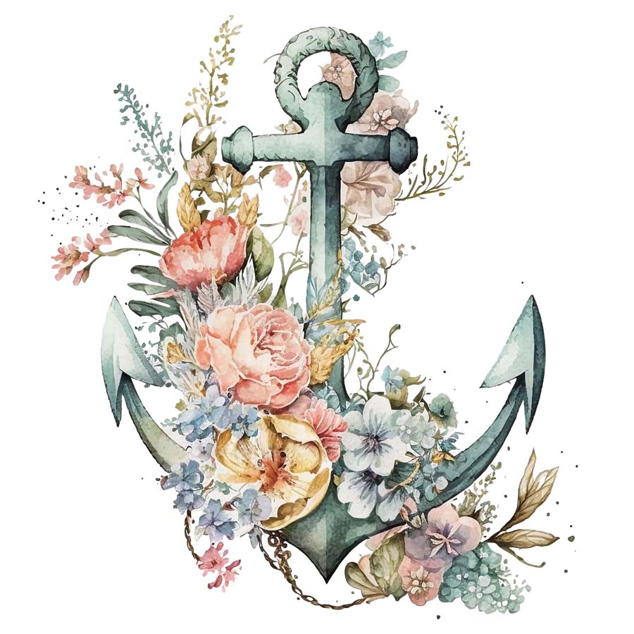 Nautical Blooms: Anchor and Floral Fusion