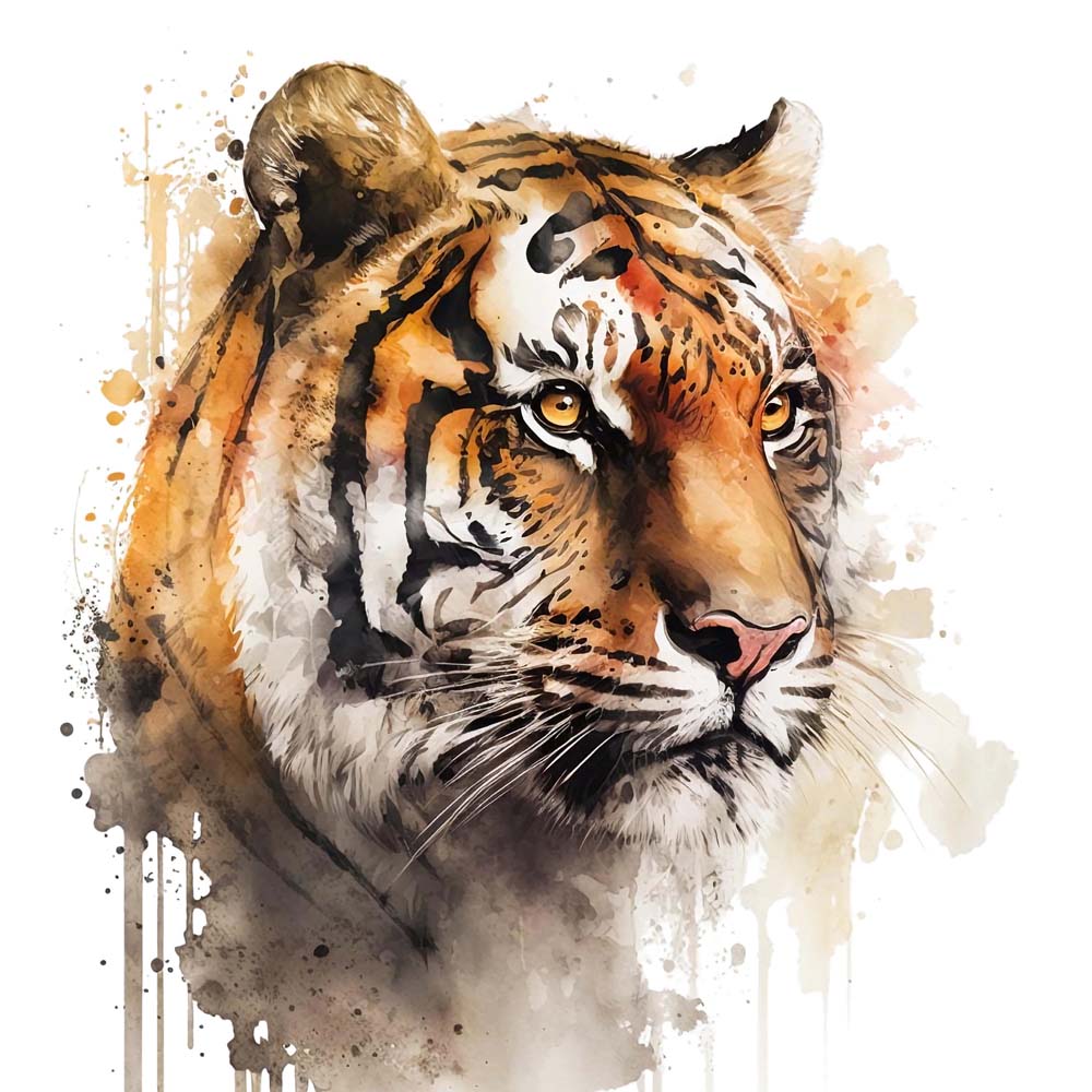Rippling Majesty: A Tiger's Essence in Watercolor