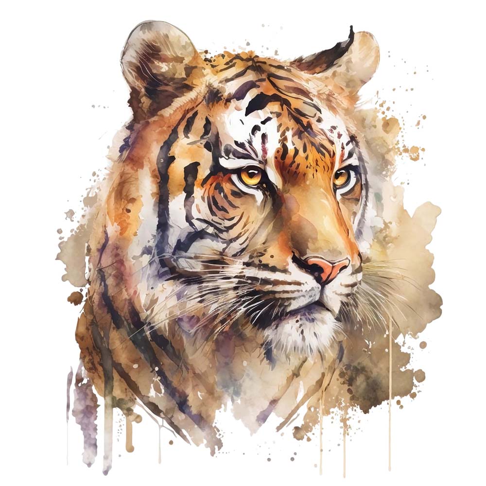 Rippling Majesty: A Tiger's Essence in Watercolor