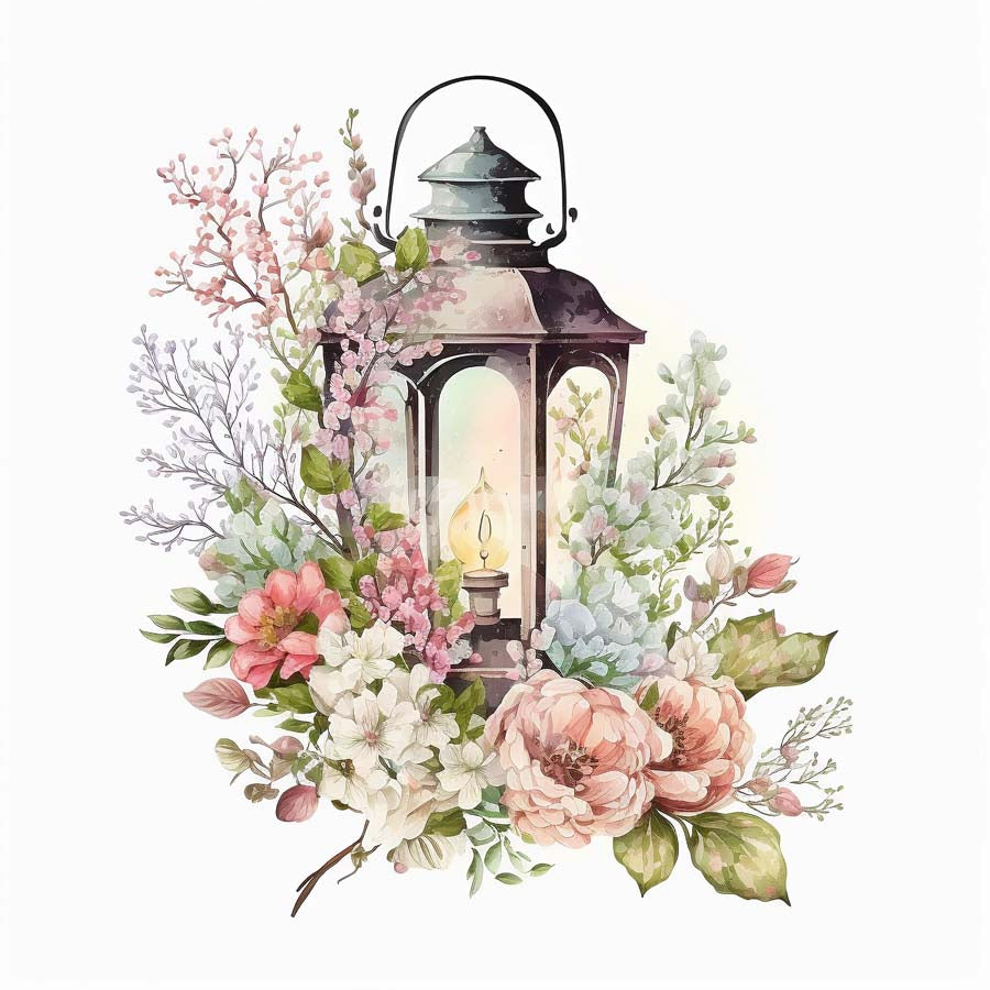 Illuminated Blooms: Lantern Adorned with Flowers