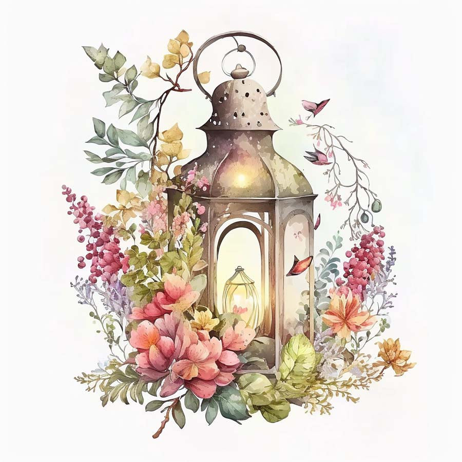 Illuminated Blooms: Lantern Adorned with Flowers