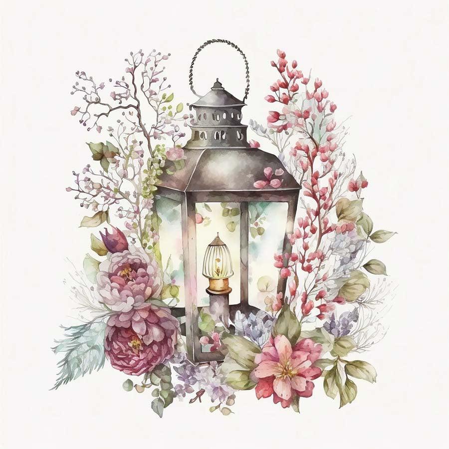 Illuminated Blooms: Lantern Adorned with Flowers