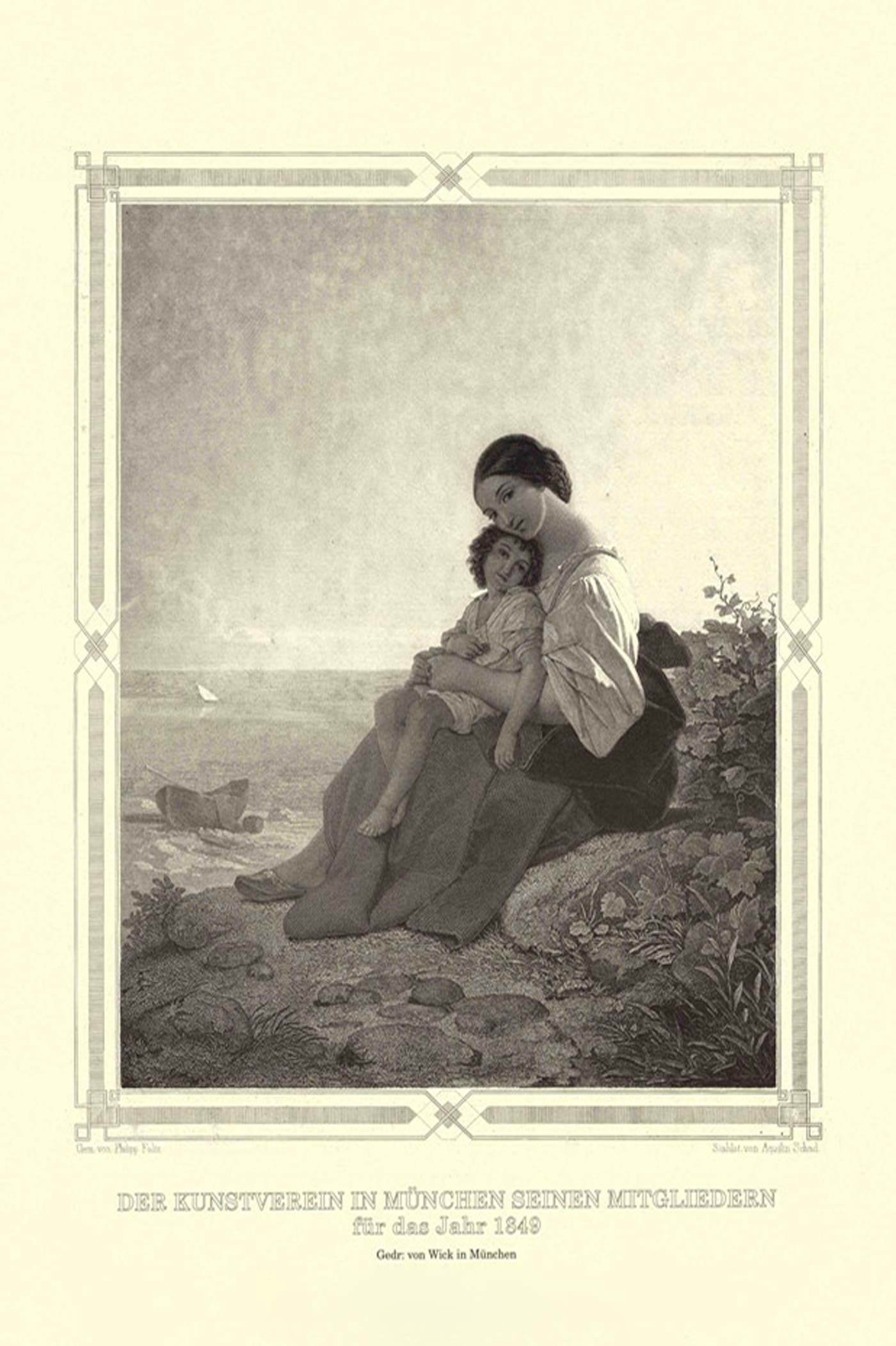 A Fisherman'S Wife With A Child On The Italian Coast