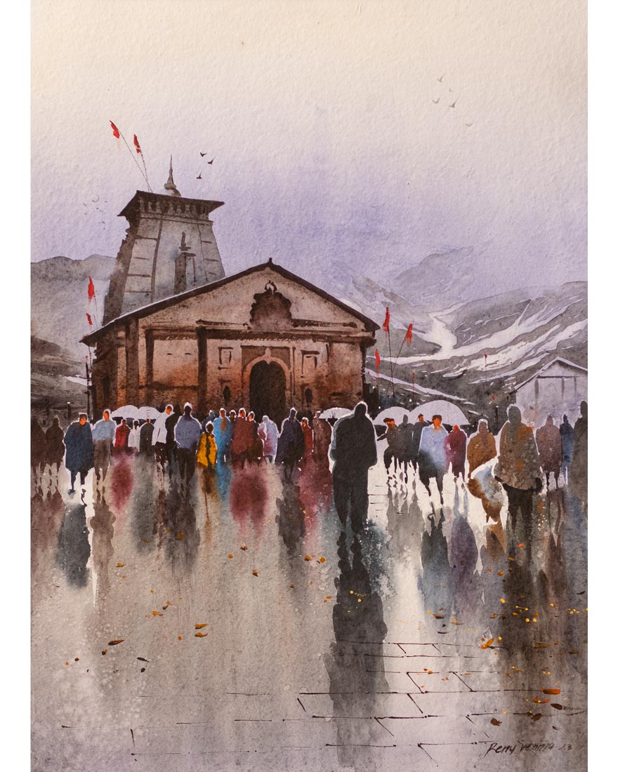 Kedarnath - Water Colour Painting