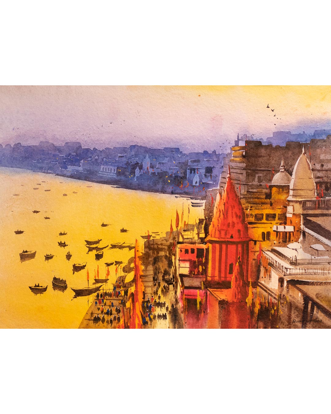 Banaras Ghat - Water Colour Painting