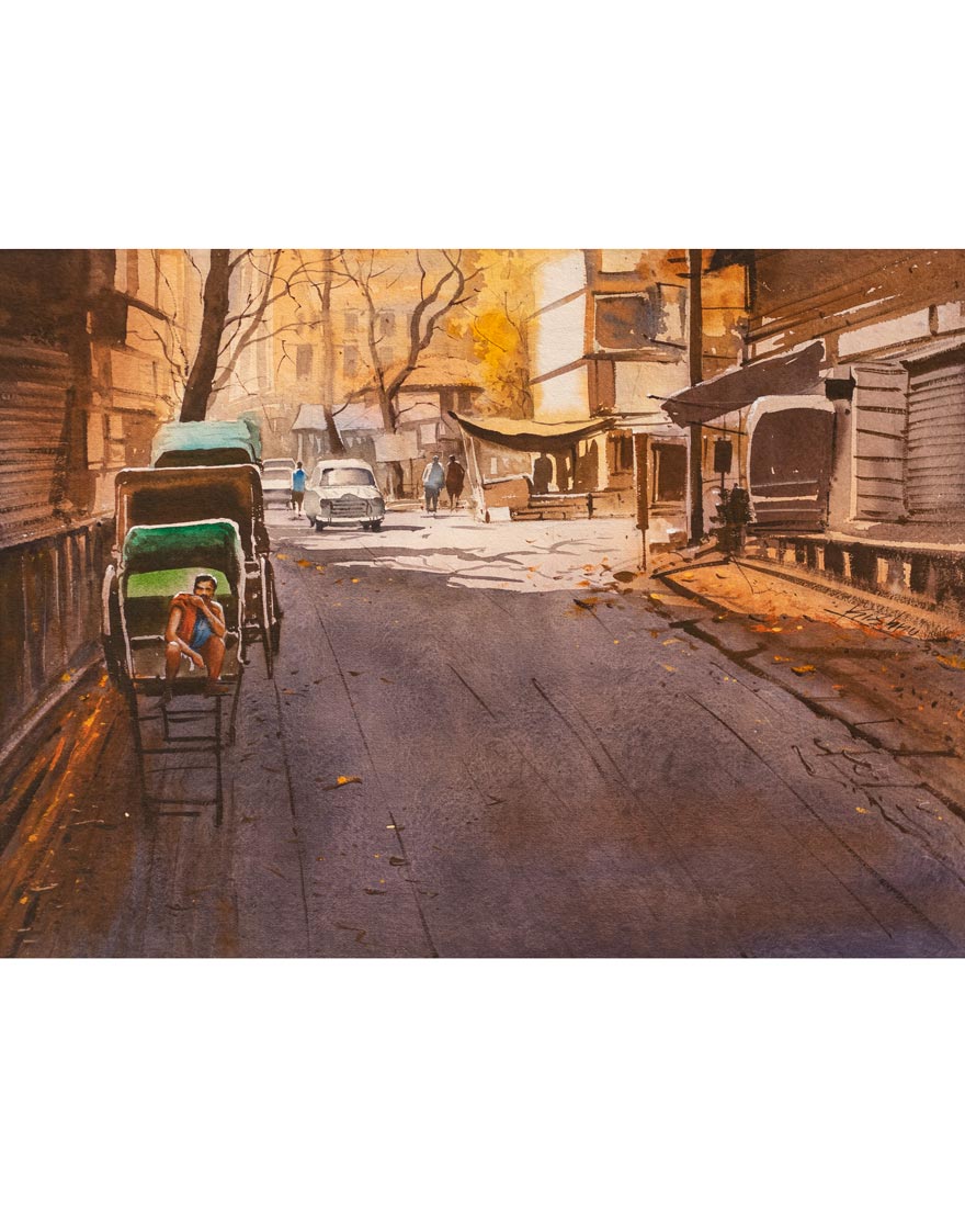 Kolkata Street - Water Colour Painting