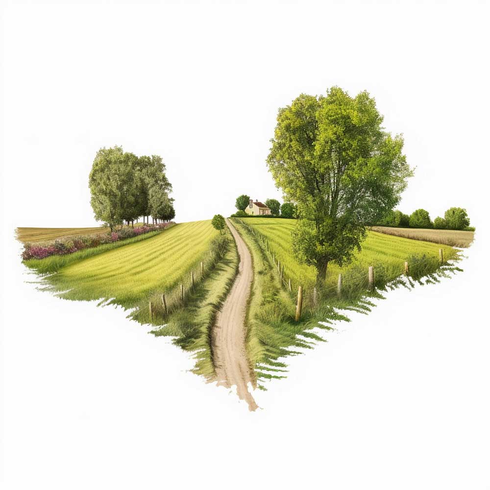 Winding Road Through Agricultural Fields
