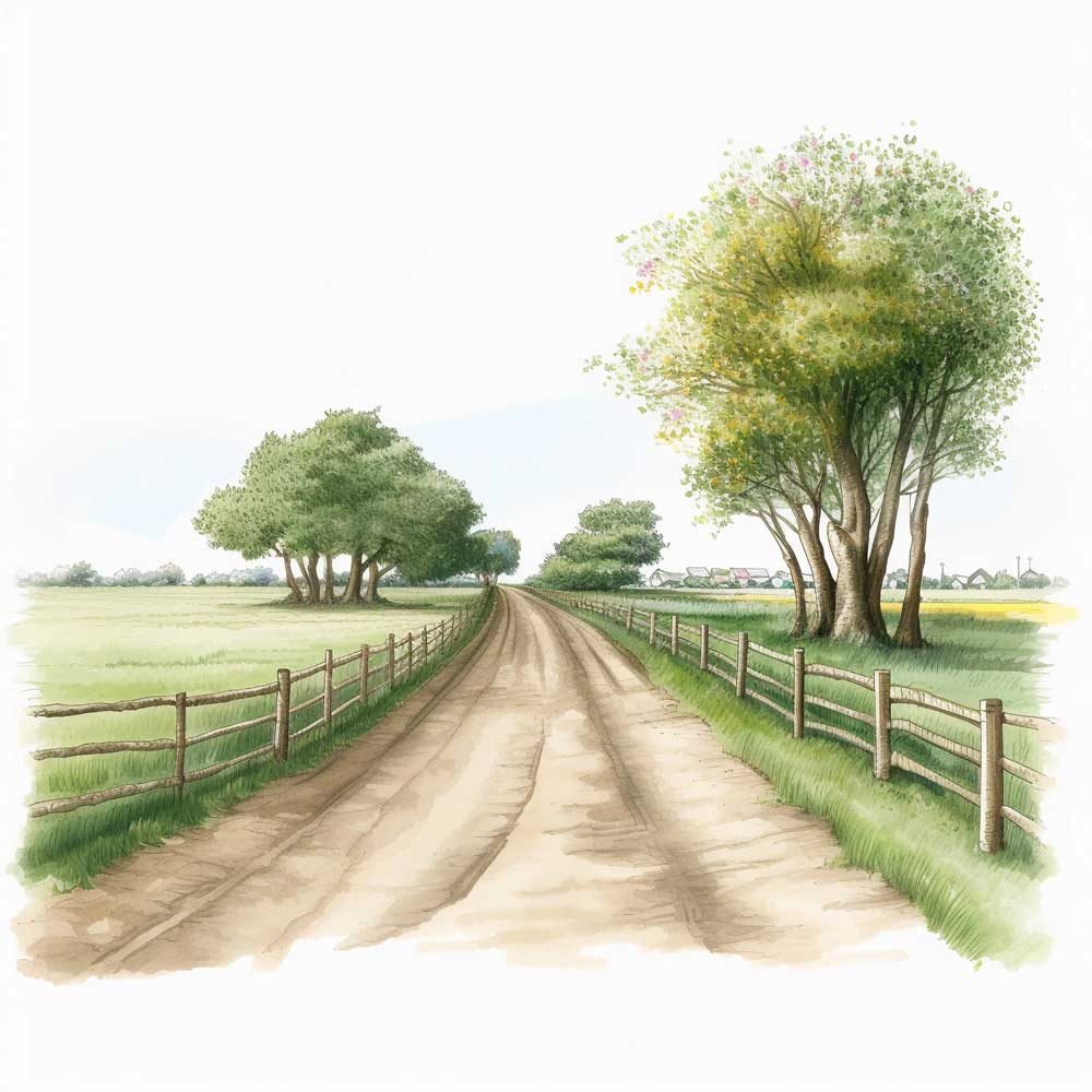Winding Road Through Agricultural Fields