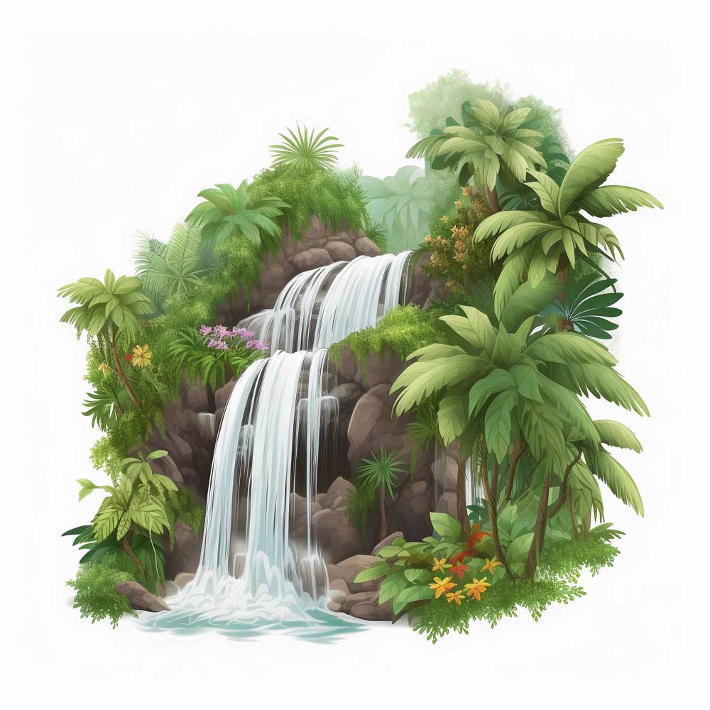 Waterfall in Tropical Forest