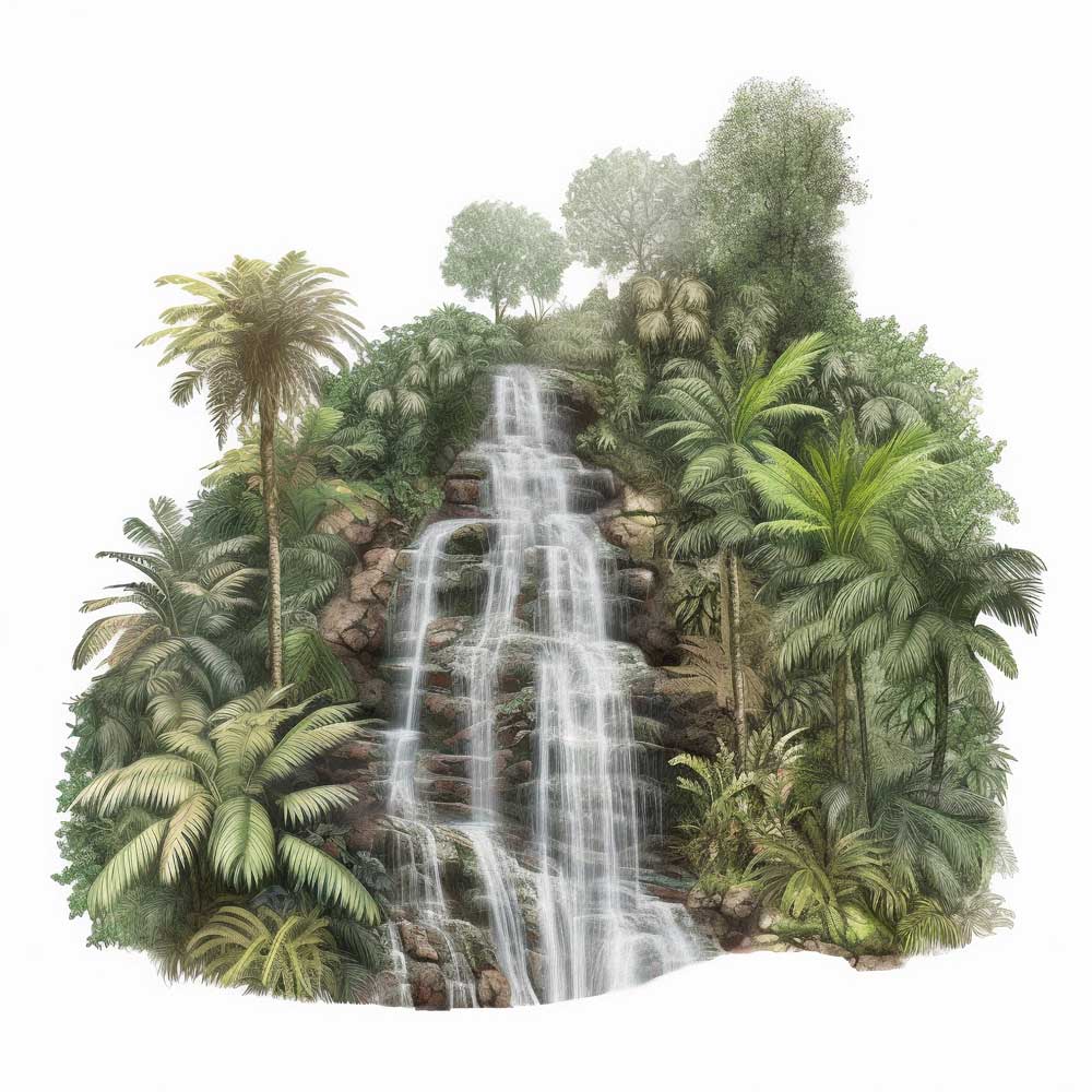 Waterfall in Tropical Forest