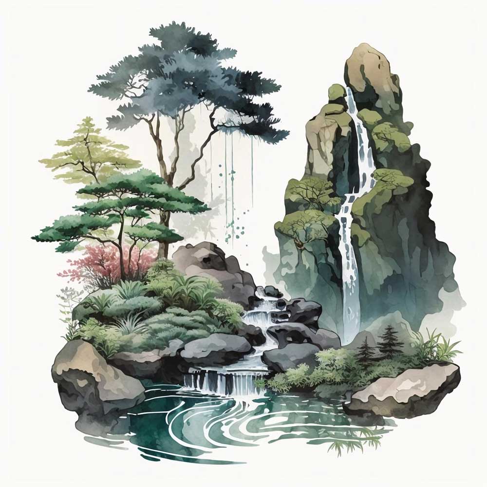 Waterfall in Zen Garden