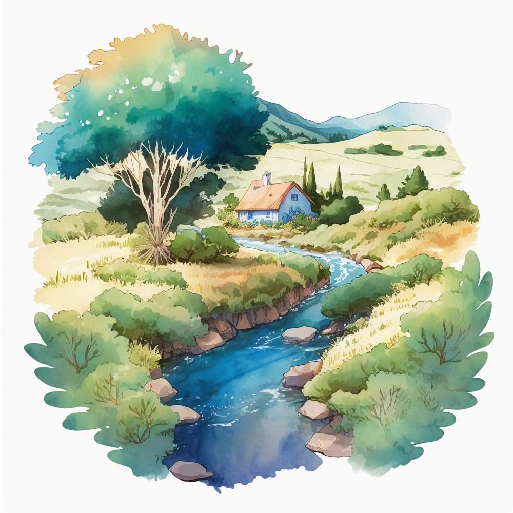 Riverside in a Forest