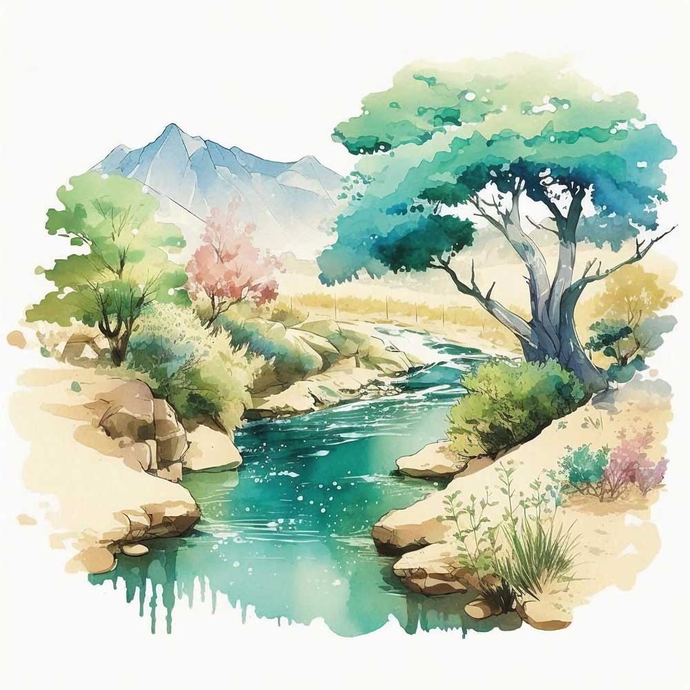 Riverside in a Forest