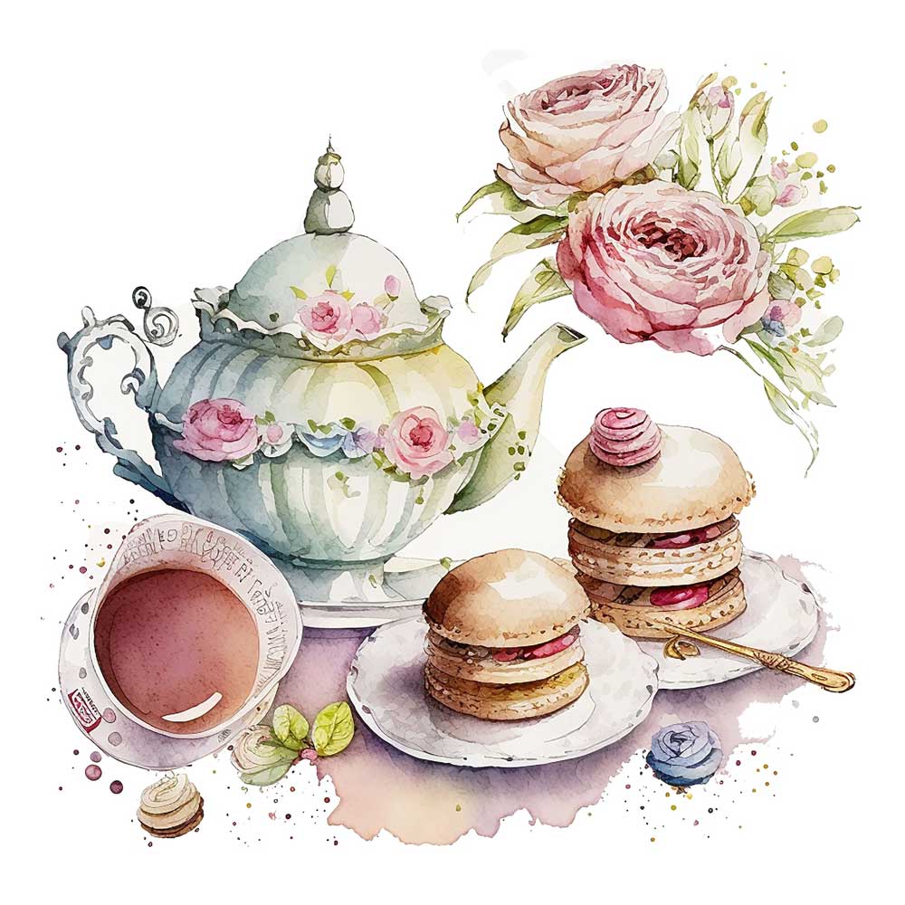 A cup of tea with Cookies & Teapot