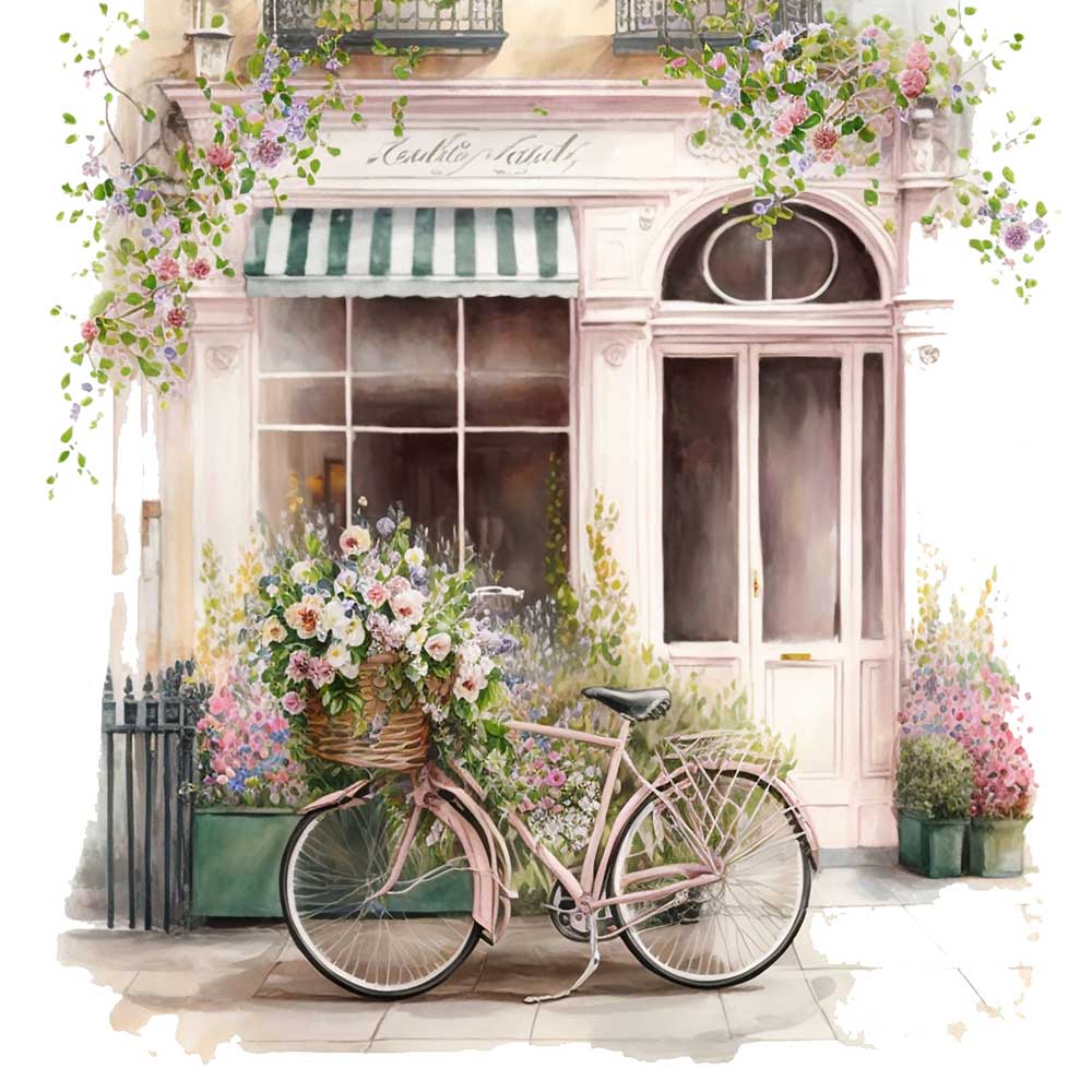 Summer Cafe with Floral Bicycle