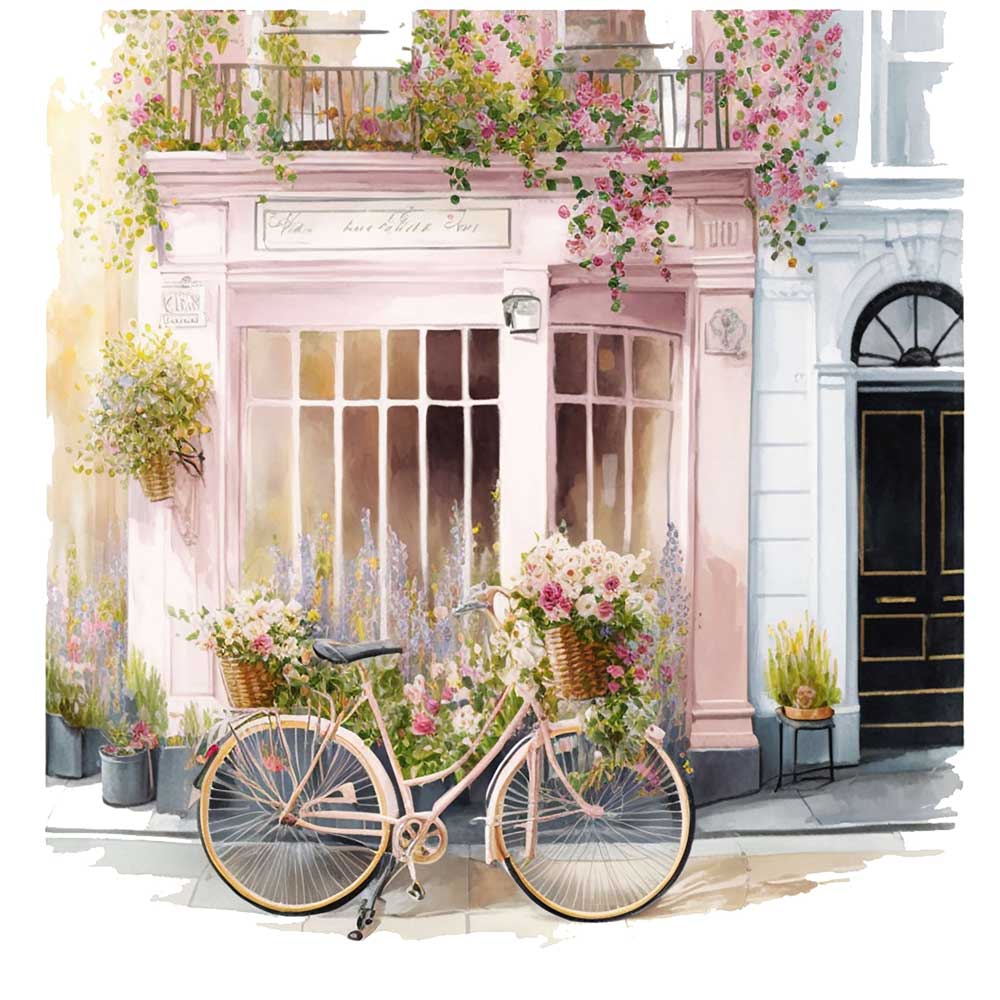 Summer Cafe with Floral Bicycle