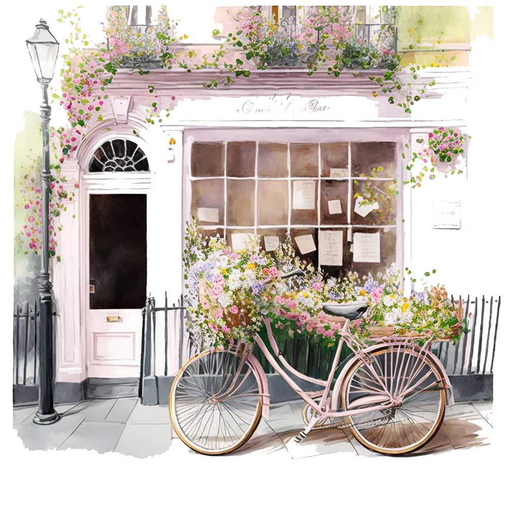 Summer Cafe with Floral Bicycle