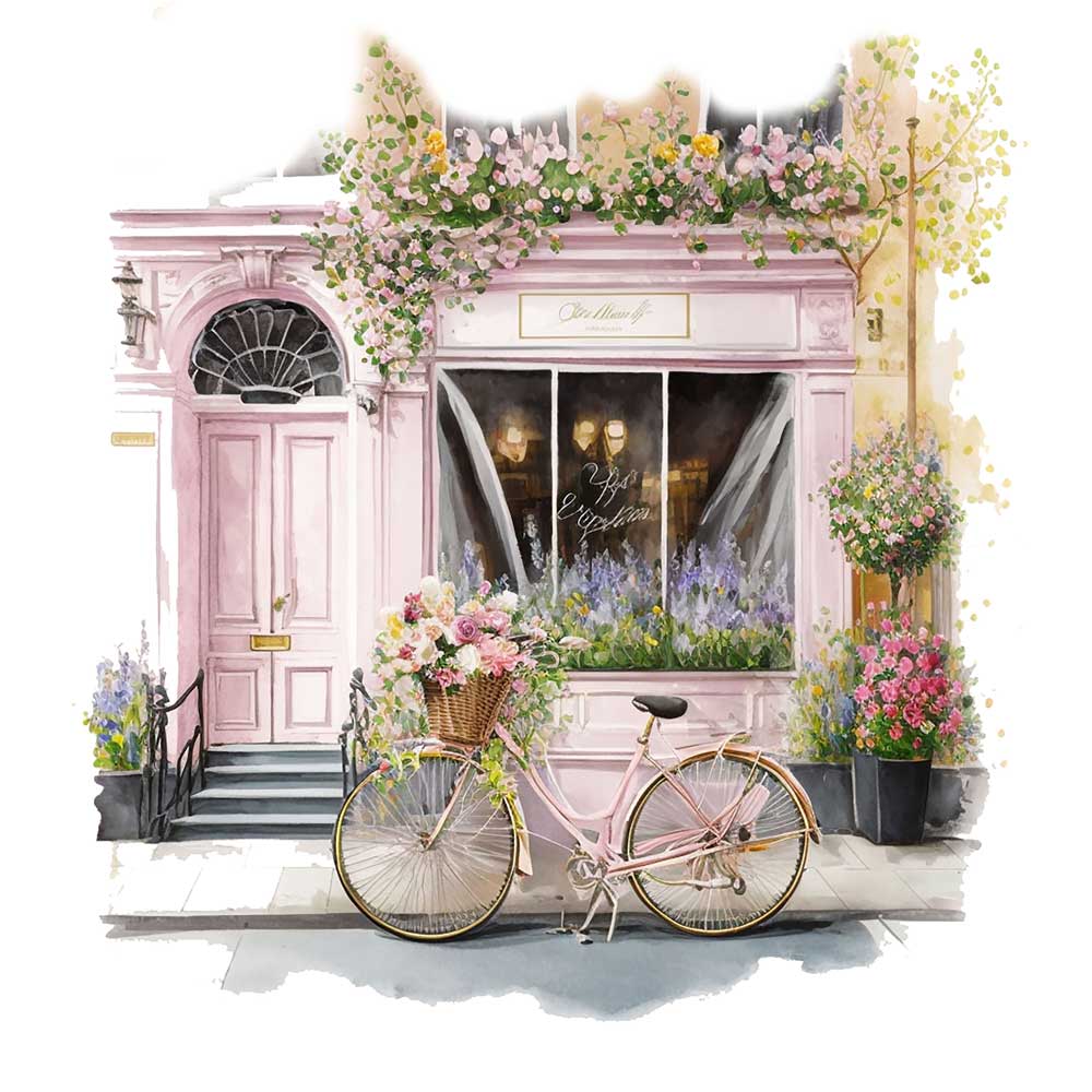 Summer Cafe with Floral Bicycle