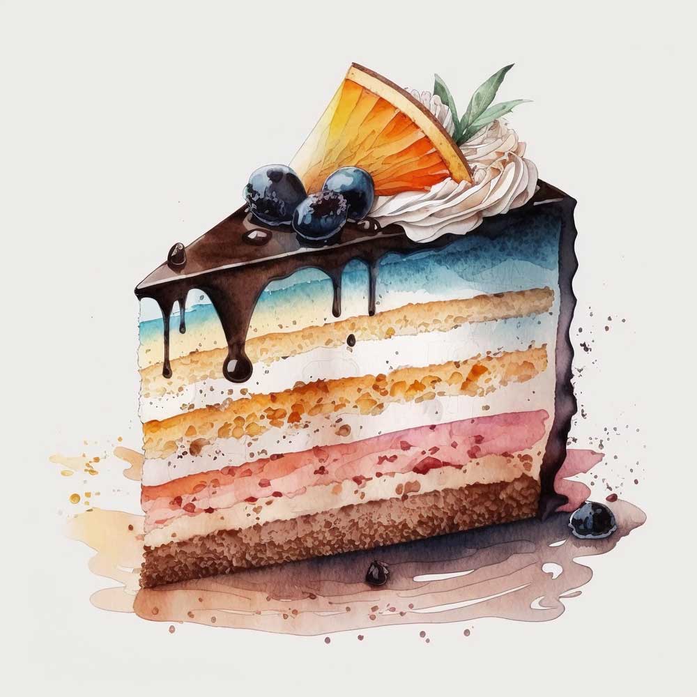Rainbow Cake Slice Print