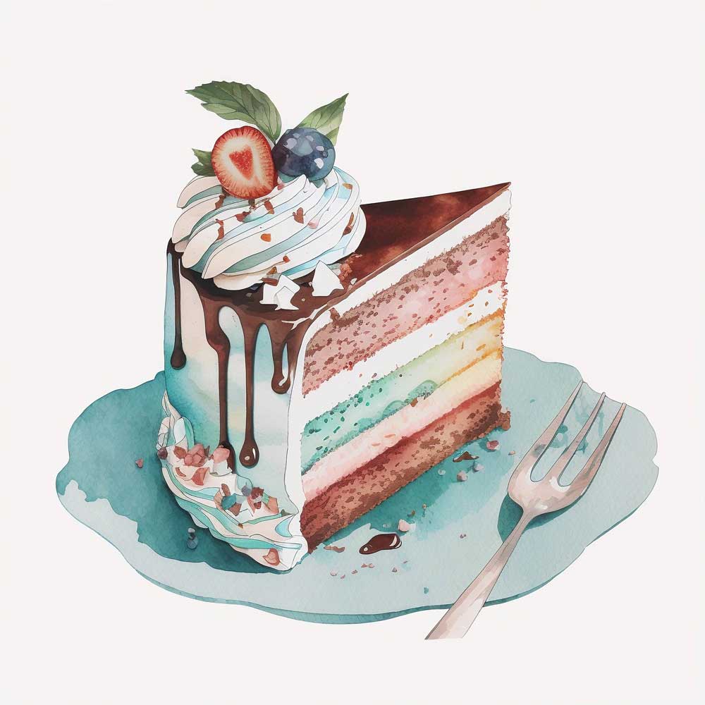 Rainbow Cake Slice Print