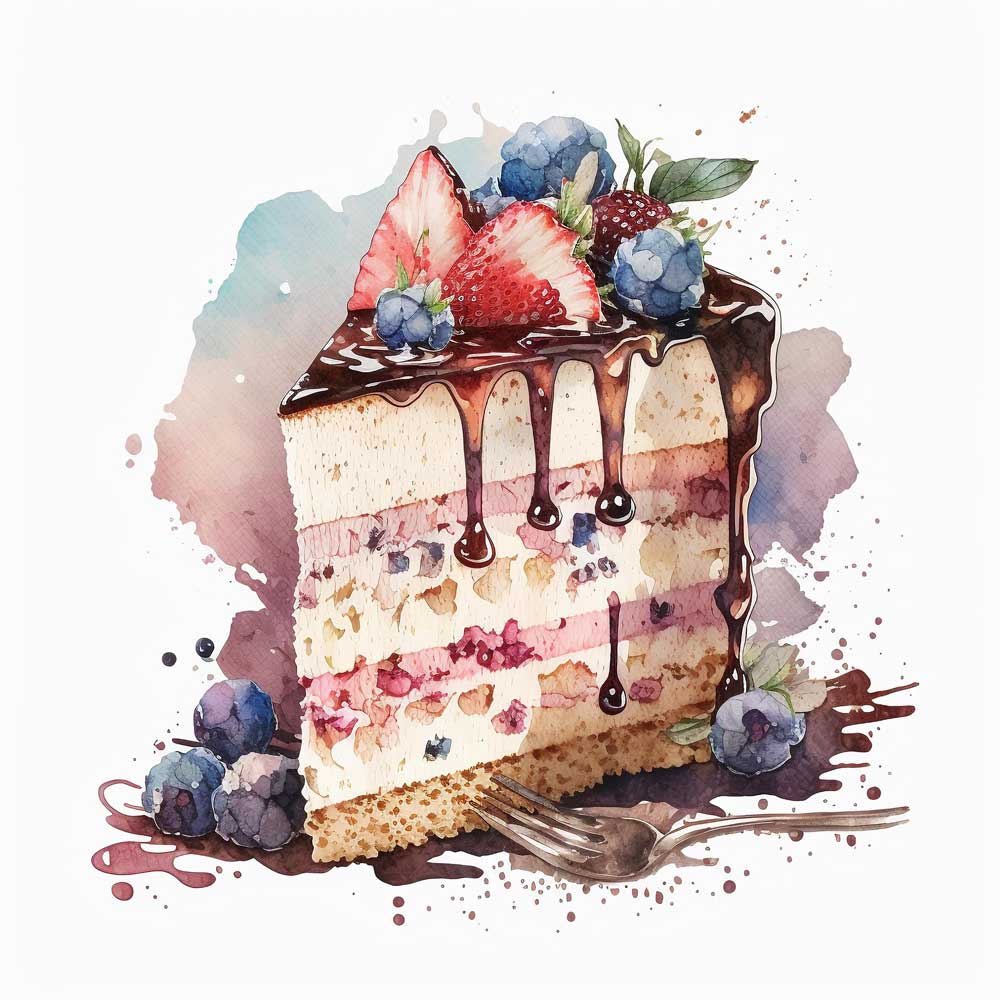 Rainbow Cake Slice Print
