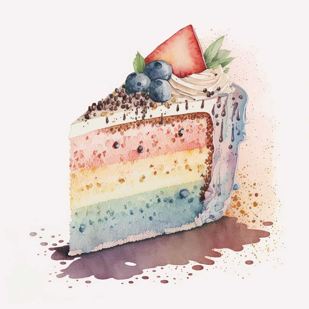 Rainbow Cake Slice Print