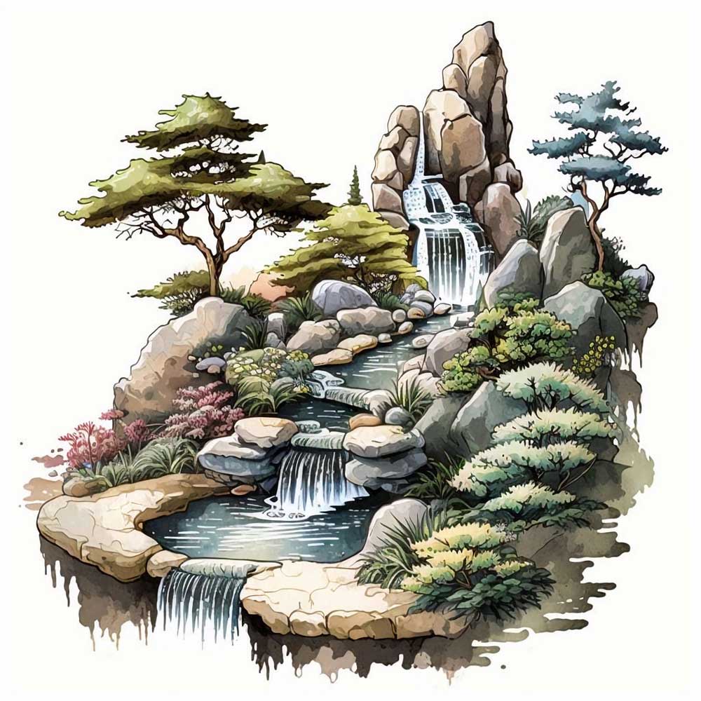 Waterfall in Zen Garden