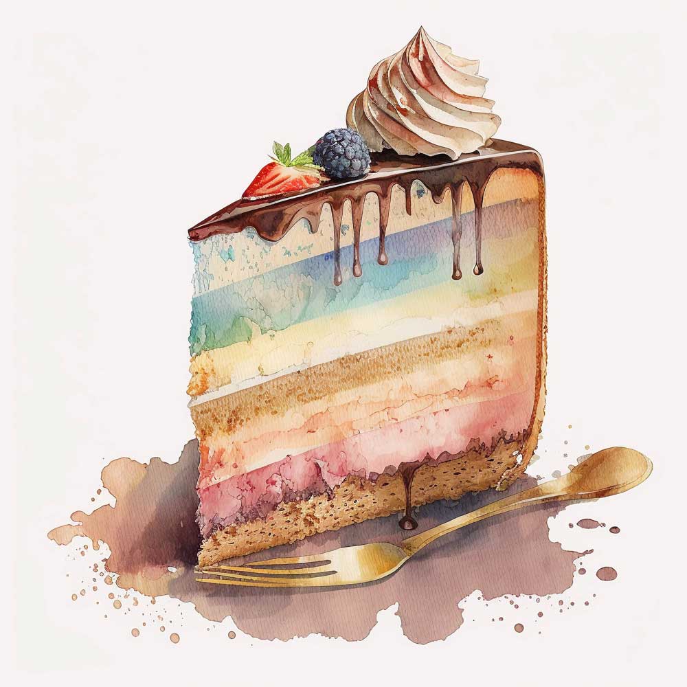 Rainbow Cake Slice Print