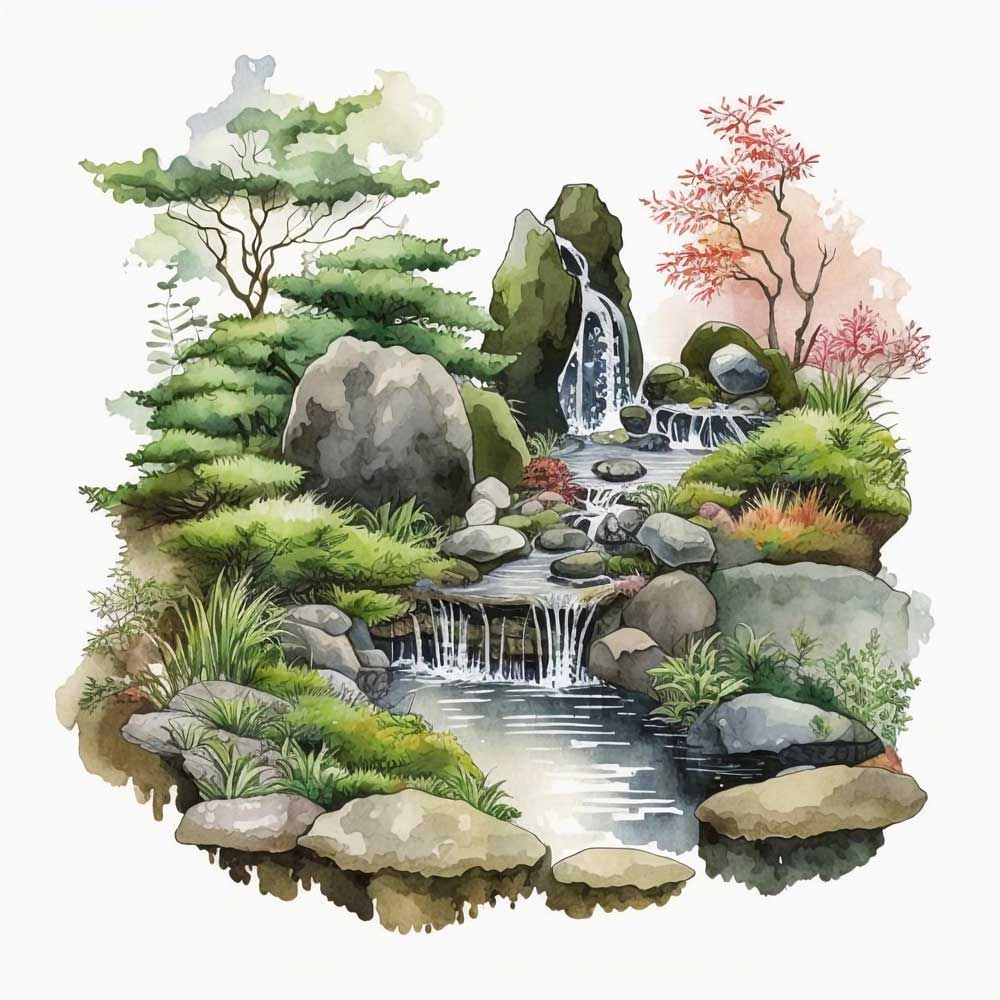 Waterfall in Zen Garden