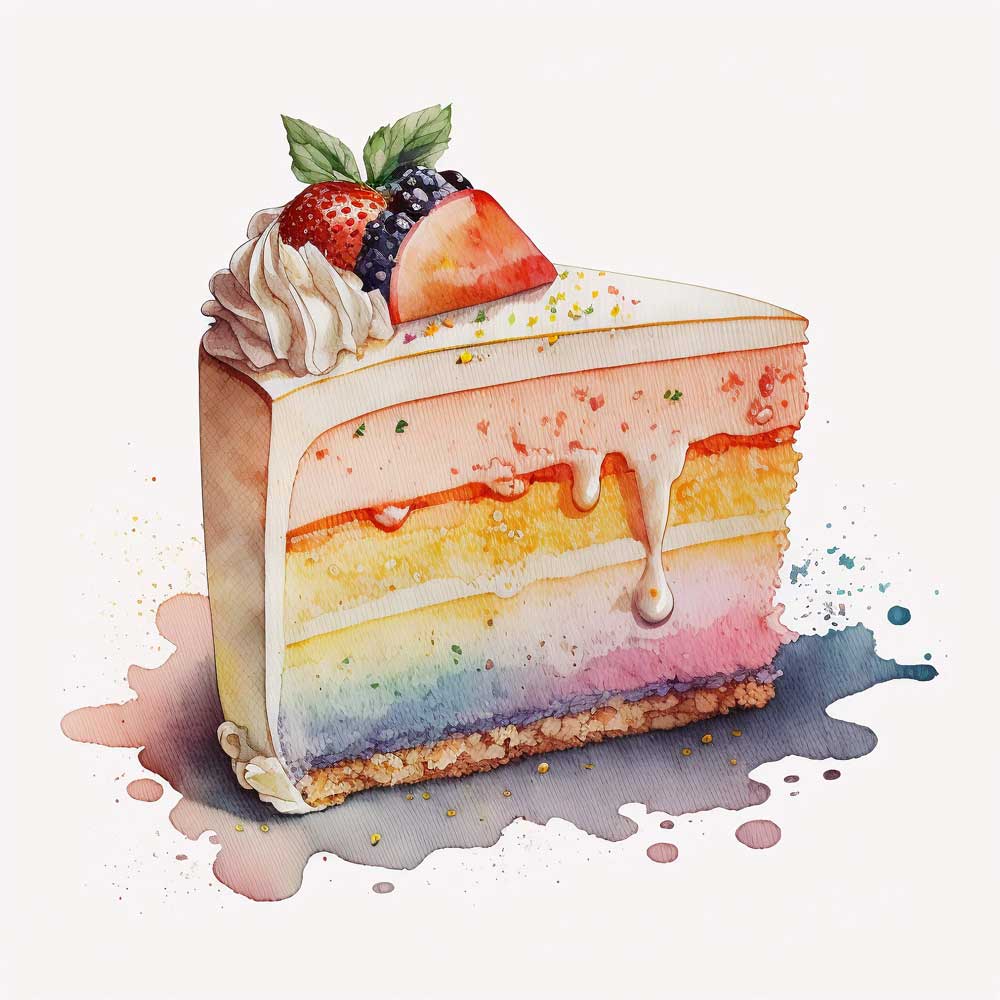 Rainbow Cake Slice Print