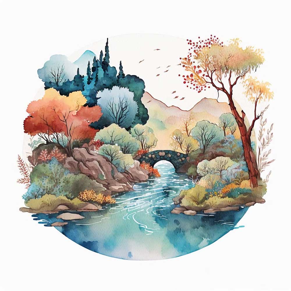 Riverside in a Forest