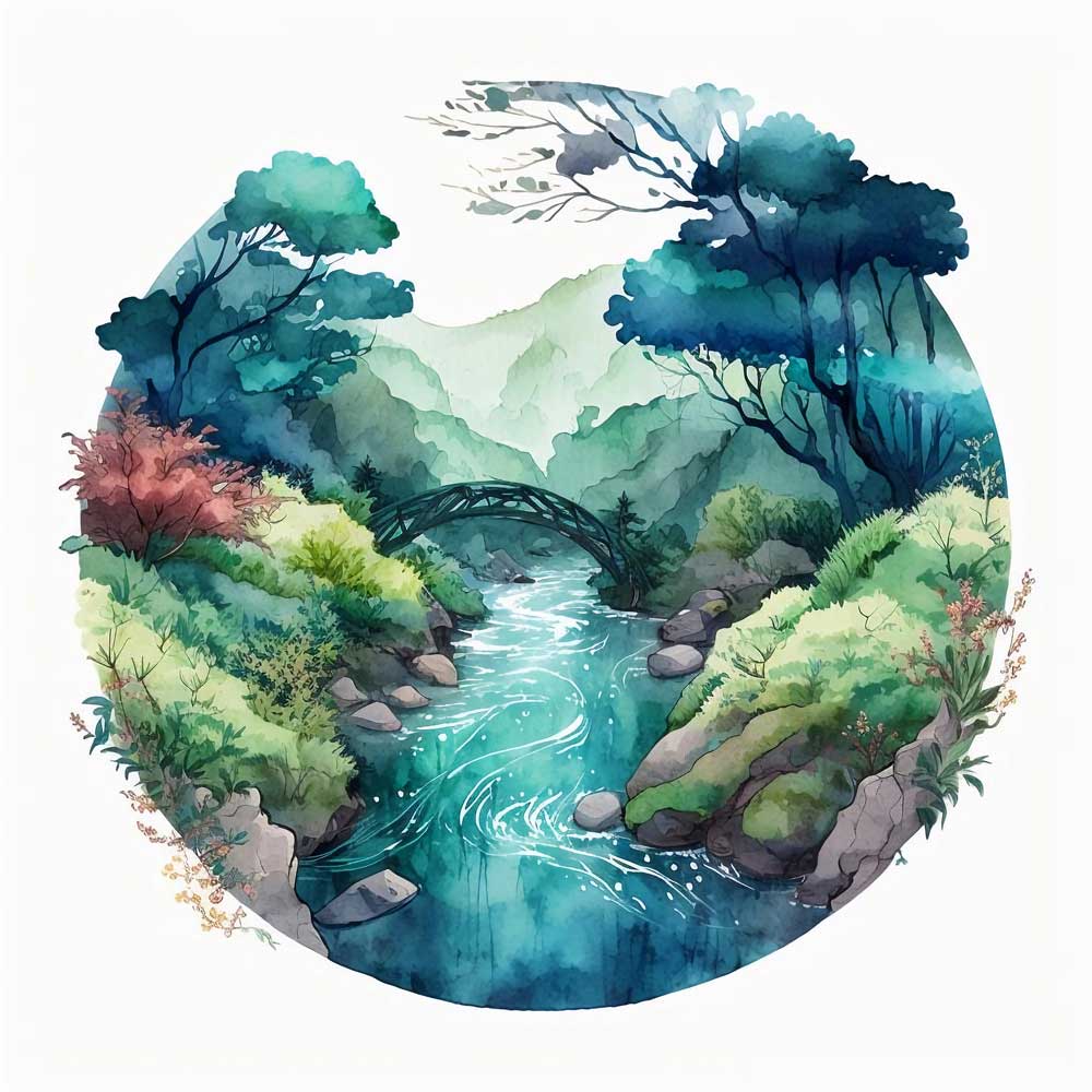 Riverside in a Forest