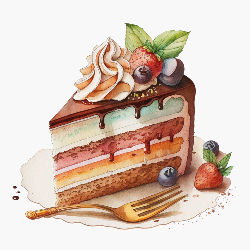 Rainbow Cake Slice Print