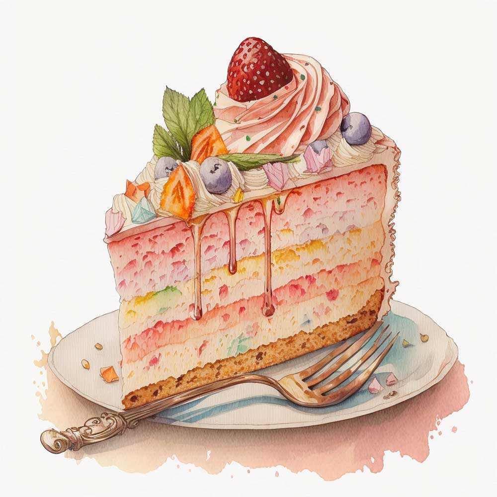 Rainbow Cake Slice Print