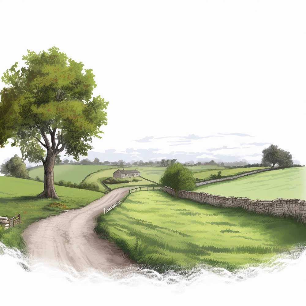 Winding Road Through Agricultural Fields