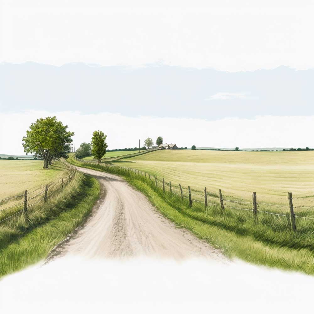 Winding Road Through Agricultural Fields