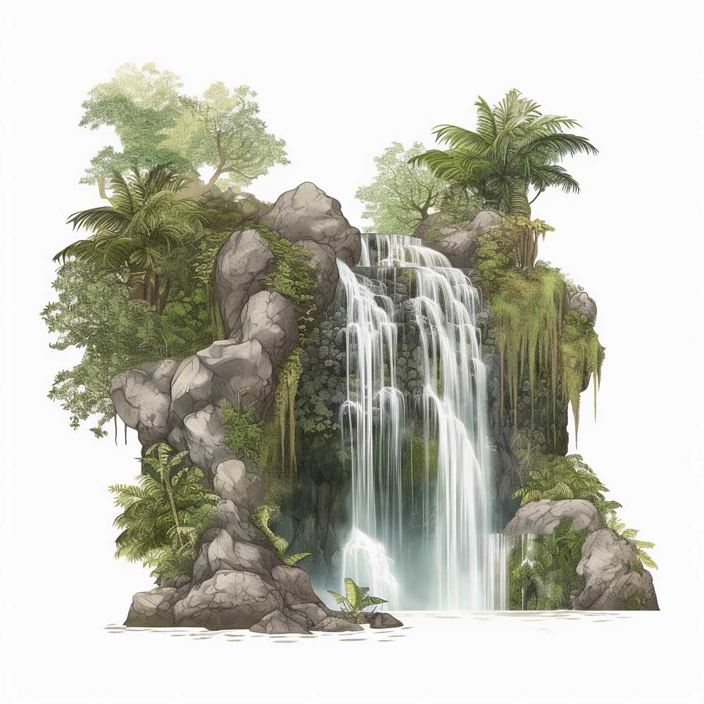 Waterfall in Tropical Forest