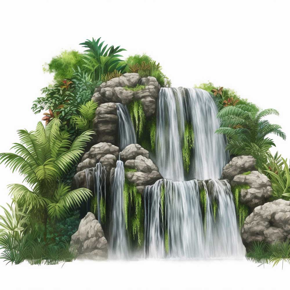 Waterfall in Tropical Forest