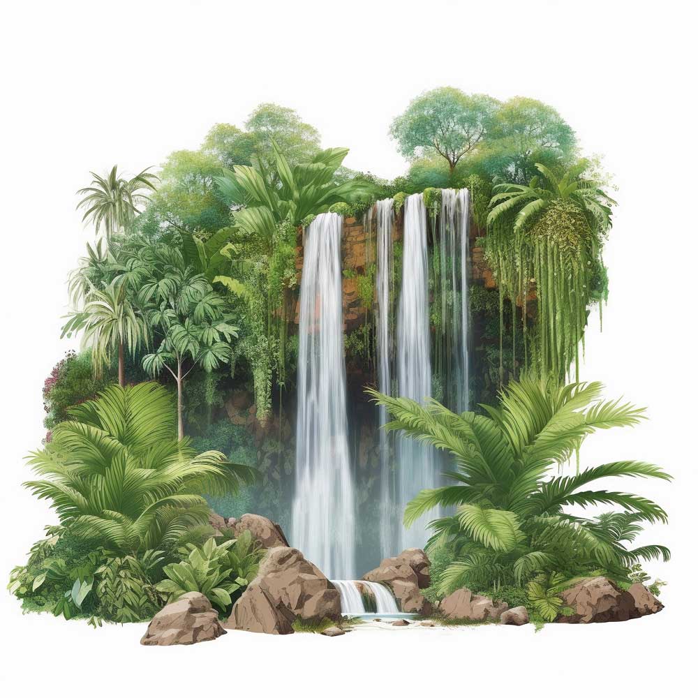 Waterfall in Tropical Forest
