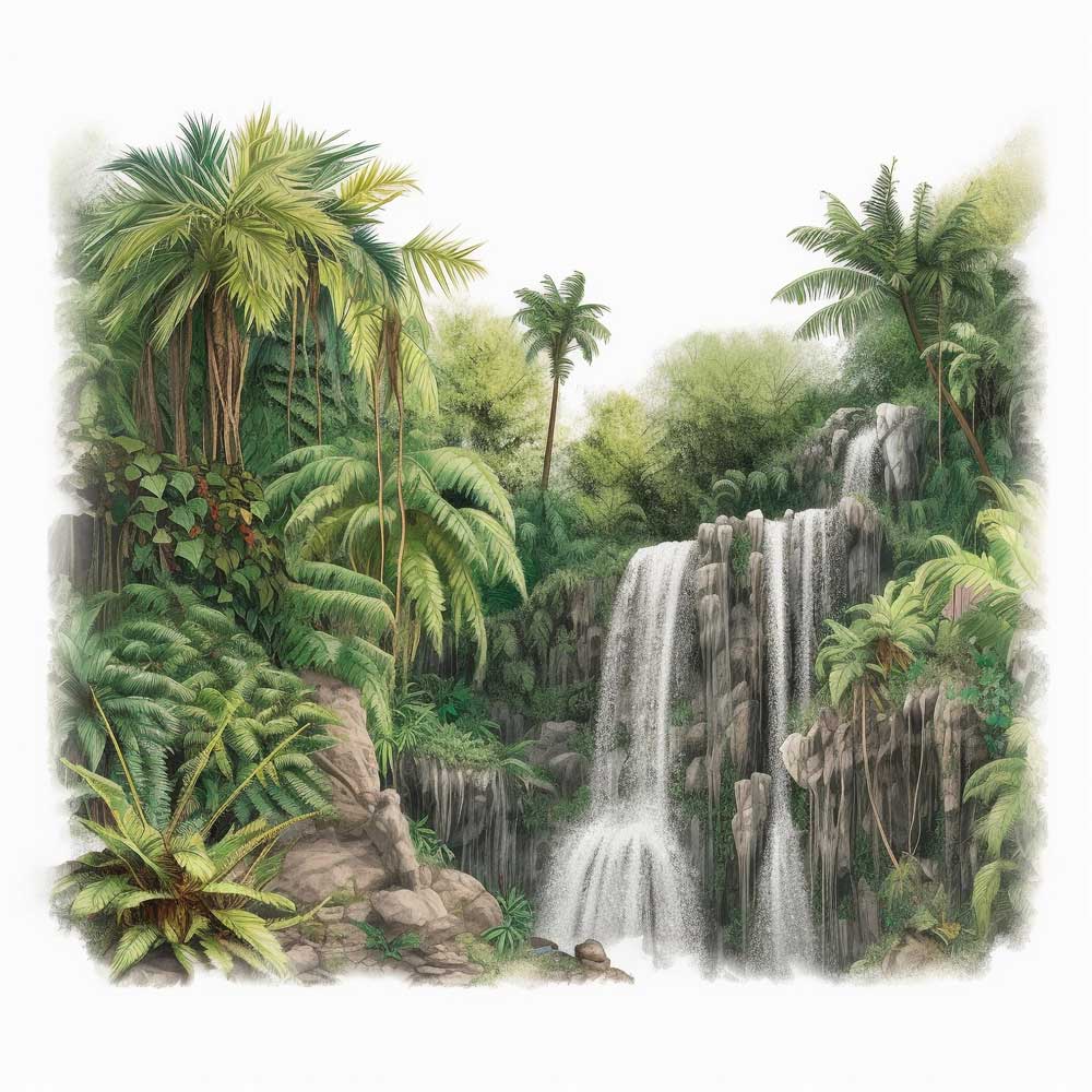 Waterfall in Tropical Forest