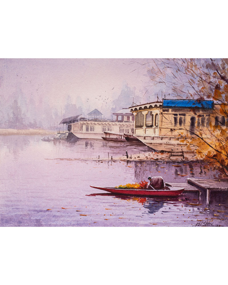 Winter Season in Kashmir -  Water Colour Painting